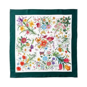 Gucci Printed Silk Twill Scarf, White